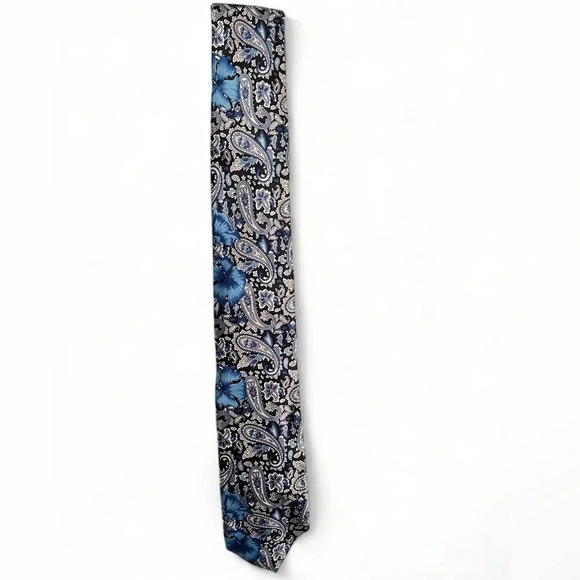 Paisley  Silk Tie - Blue and Black - Picture 1 of 7